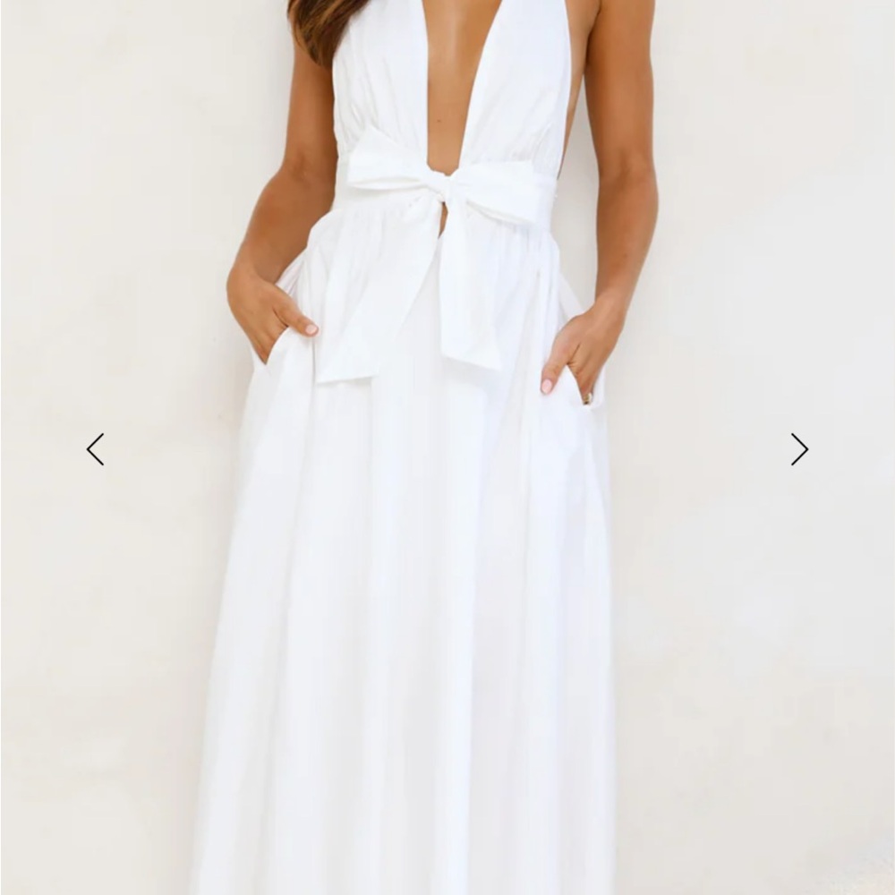 Hello Molly White Tie-Front Maxi Dress